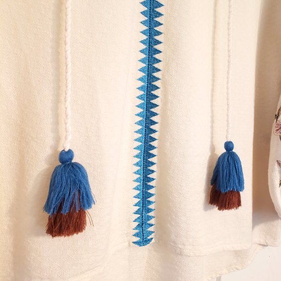 Sundance Paloma Oversized Embroidered Boho Peasant Top - Picture 6 of 8